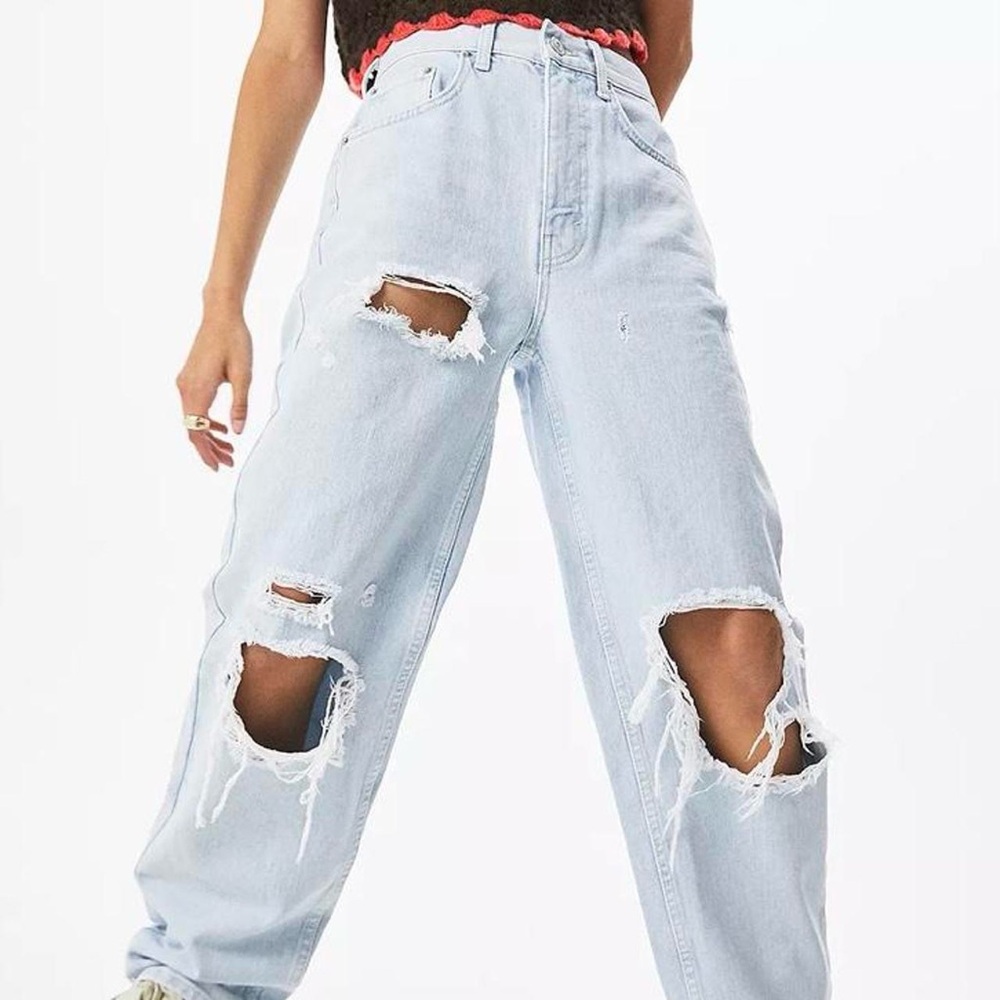 BDG Light Blue Ripped High-Rise Baggy Jeans